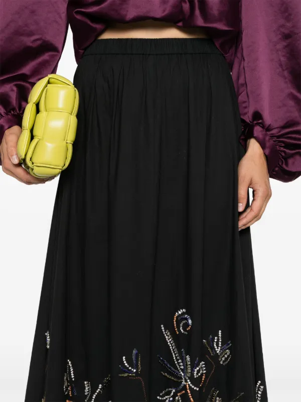 スカート FORTE FORTE Women Mid Skirts 9930 BLACK Black Forte Forte crystal-embellished Flared Midi Skirt | Black