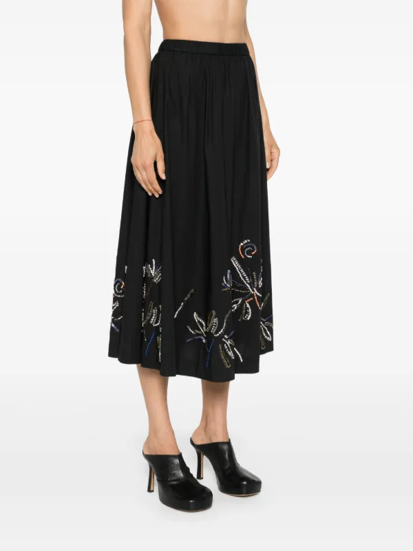 スカート FORTE FORTE Women Mid Skirts 9930 BLACK Black Forte Forte crystal-embellished Flared Midi Skirt | Black