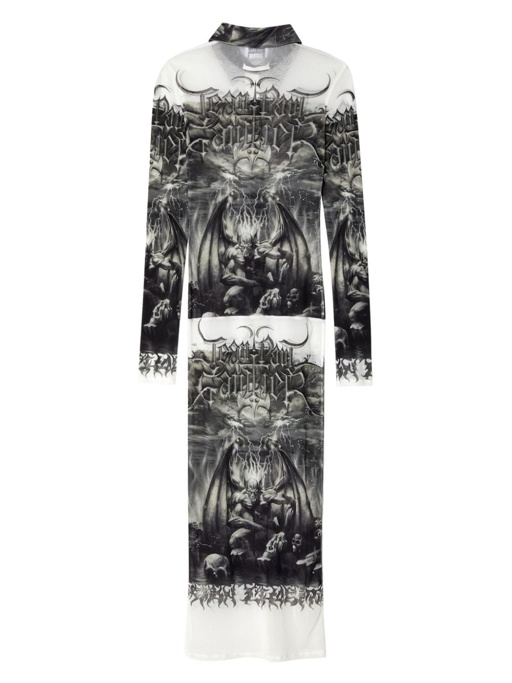 Shop Jean Paul Gaultier Diablo-print Midi Shirt Dress In Black