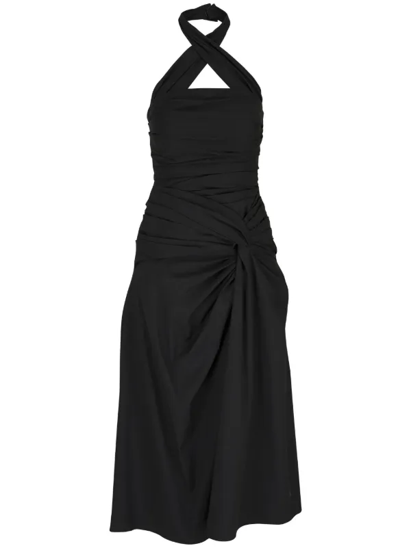 Carolina Herrera Gathered Halterneck Dress in Black