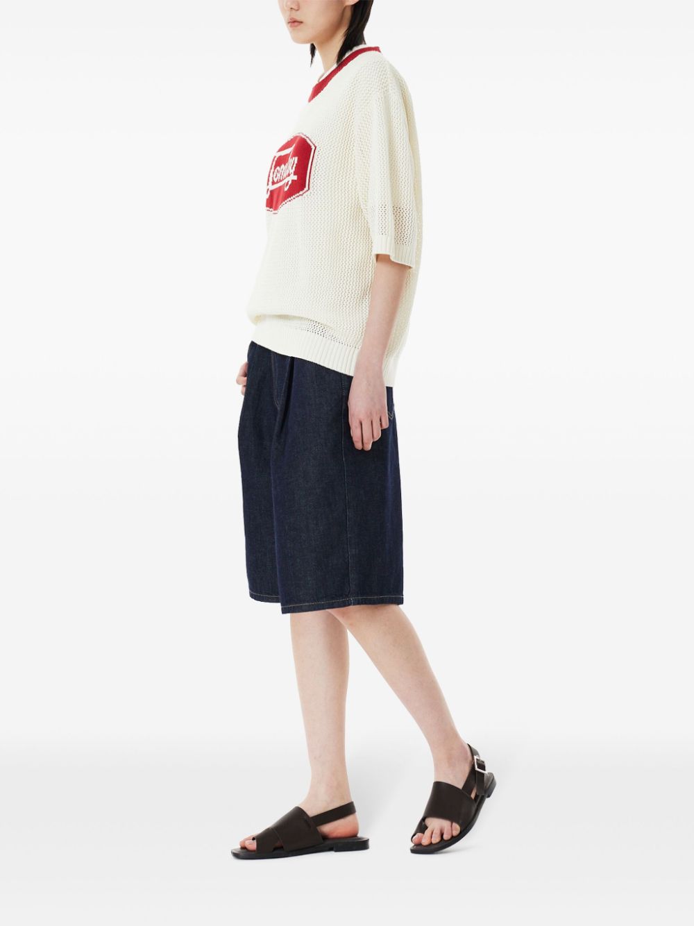 Shop Studio Tomboy Logo-knit T-shirt In White