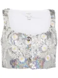 Giambattista Valli sequined crop top - Silver