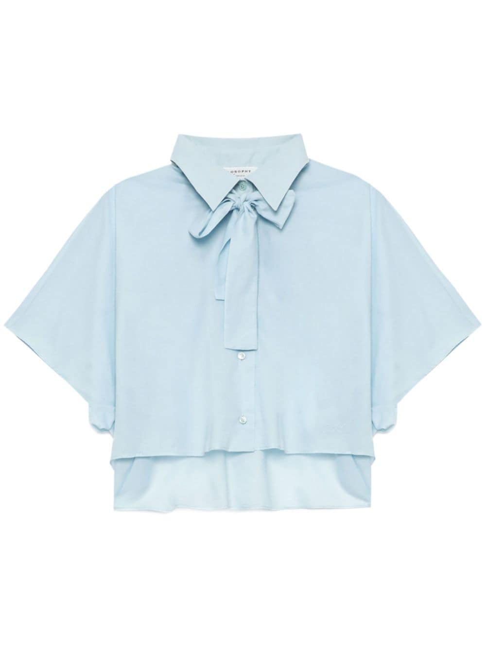 Philosophy Di Lorenzo Serafini Pussy-bow Cropped Shirt In Blue