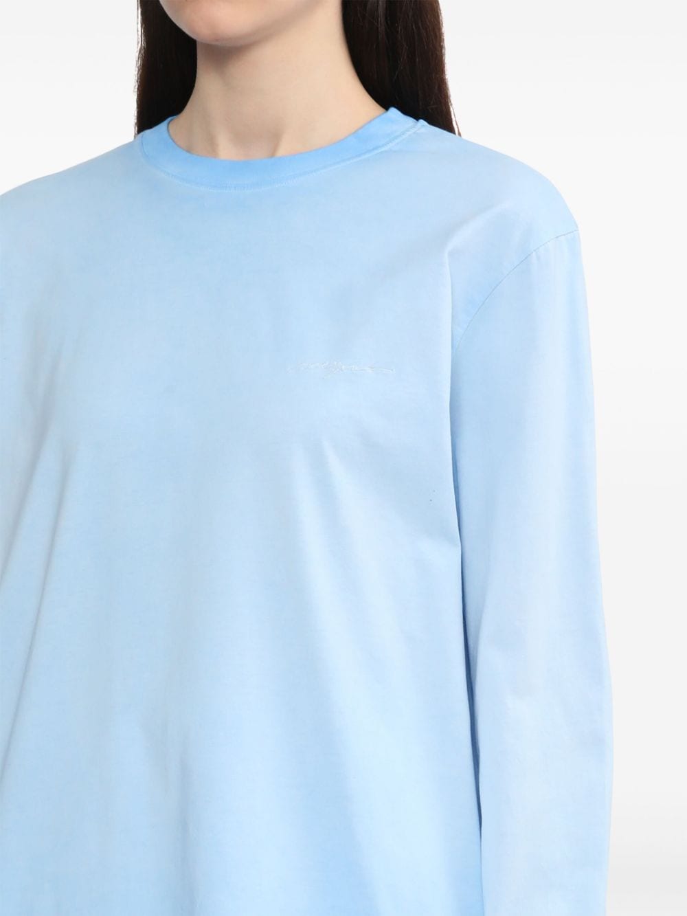 Shop Msgm Crew-neck Cotton T-shirt In Blue