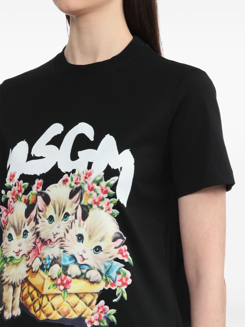 MSGM Katoenen T-shirt met logoprint Zwart