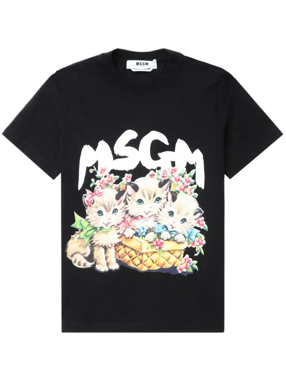 MSGM logo-print cotton T-shirt Zwart