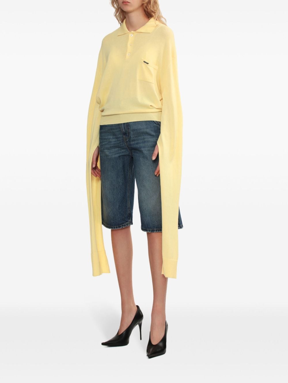 Shop Coperni Polo-collar Cotton Jumper In Yellow