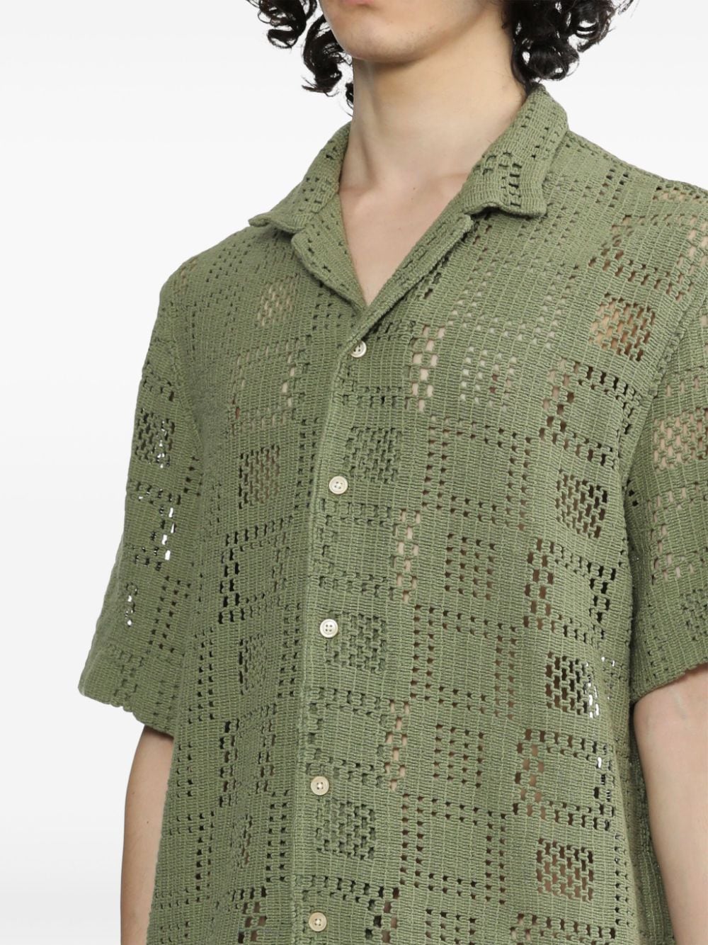 Shop A Kind Of Guise Crochet-knit Shirt In Grün