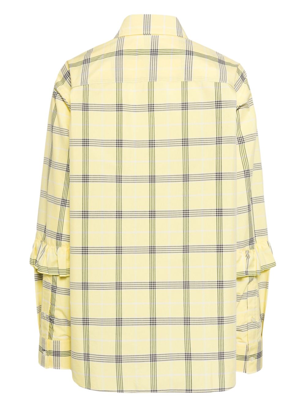 Shop Msgm Ruffle-detail Checked Shirt In Yellow