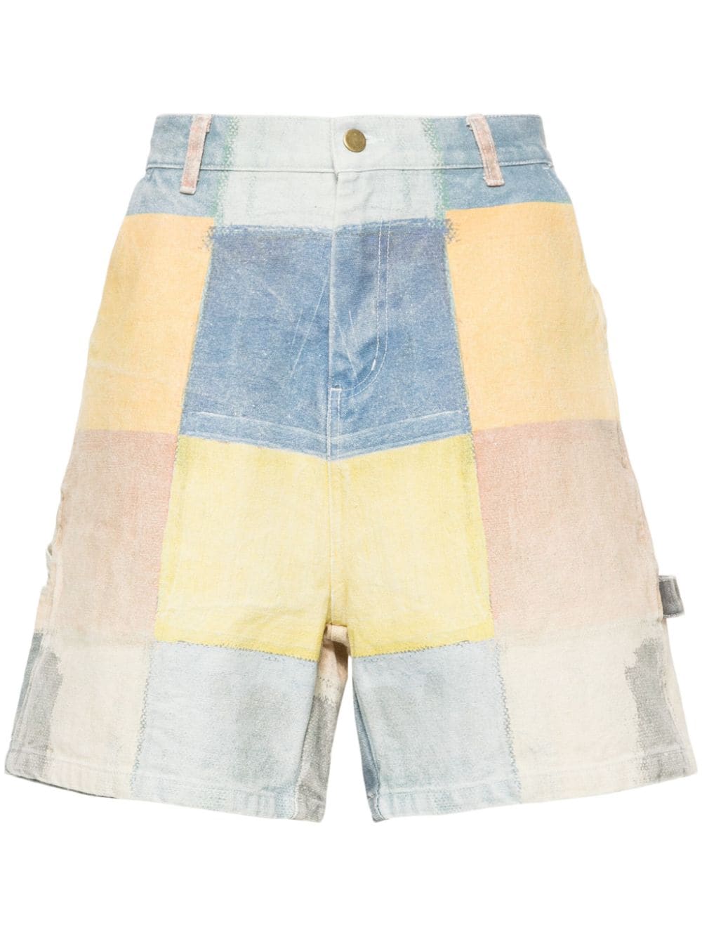 KIDSUPER CHECK-PRINT CANVAS BERMUDA SHORTS