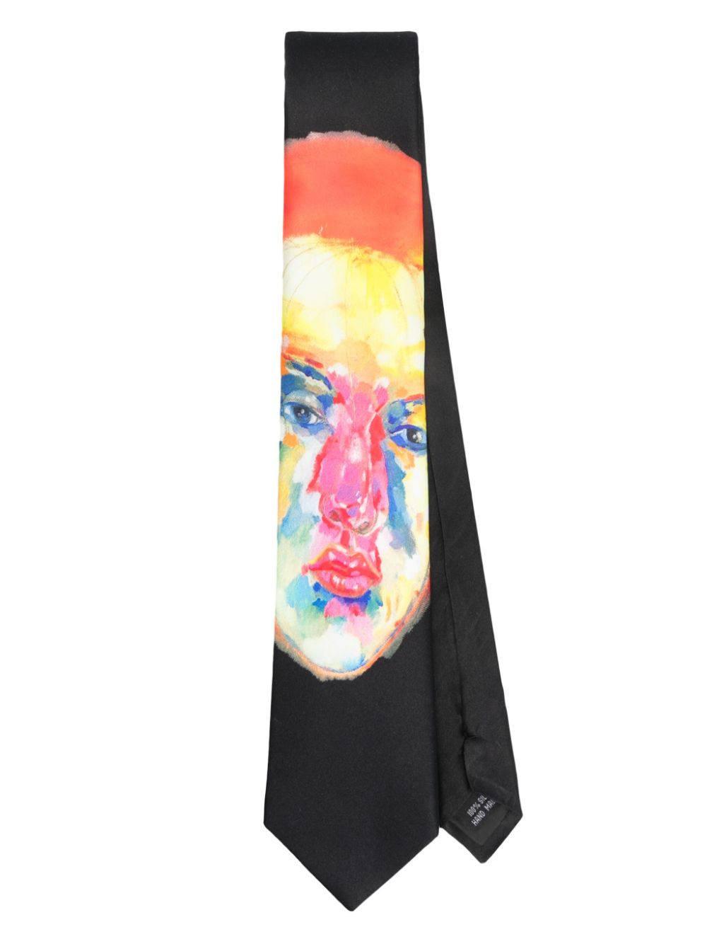 Face print silk tie