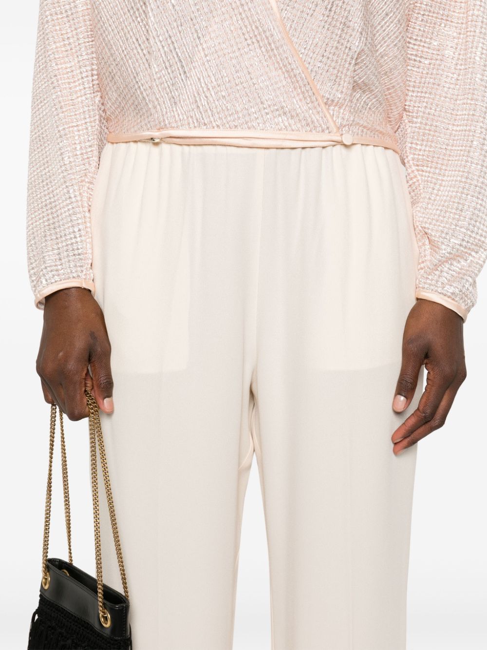 Shop Forte Forte Crepe Straight Trousers In Neutrals