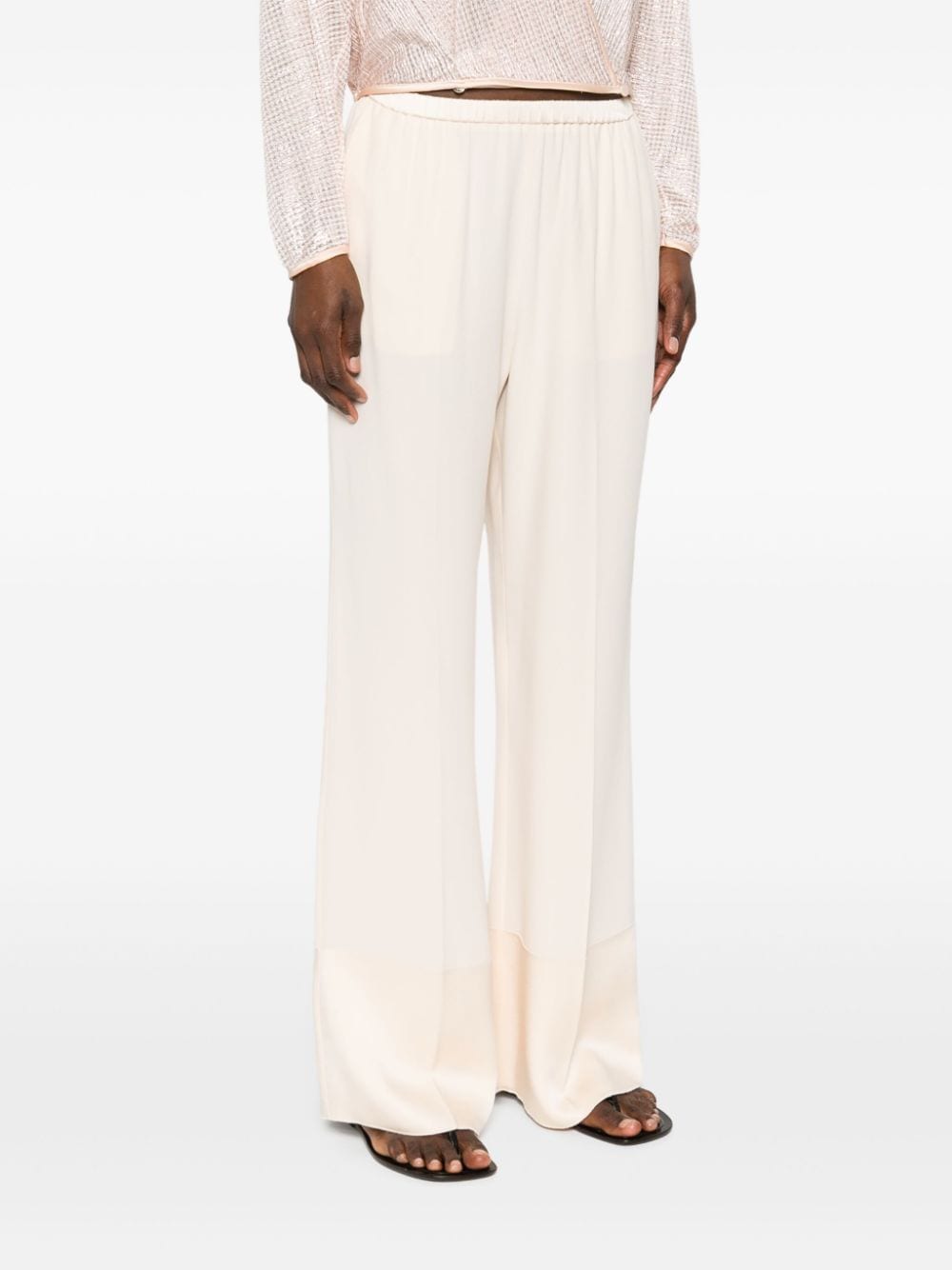 Shop Forte Forte Crepe Straight Trousers In Neutrals