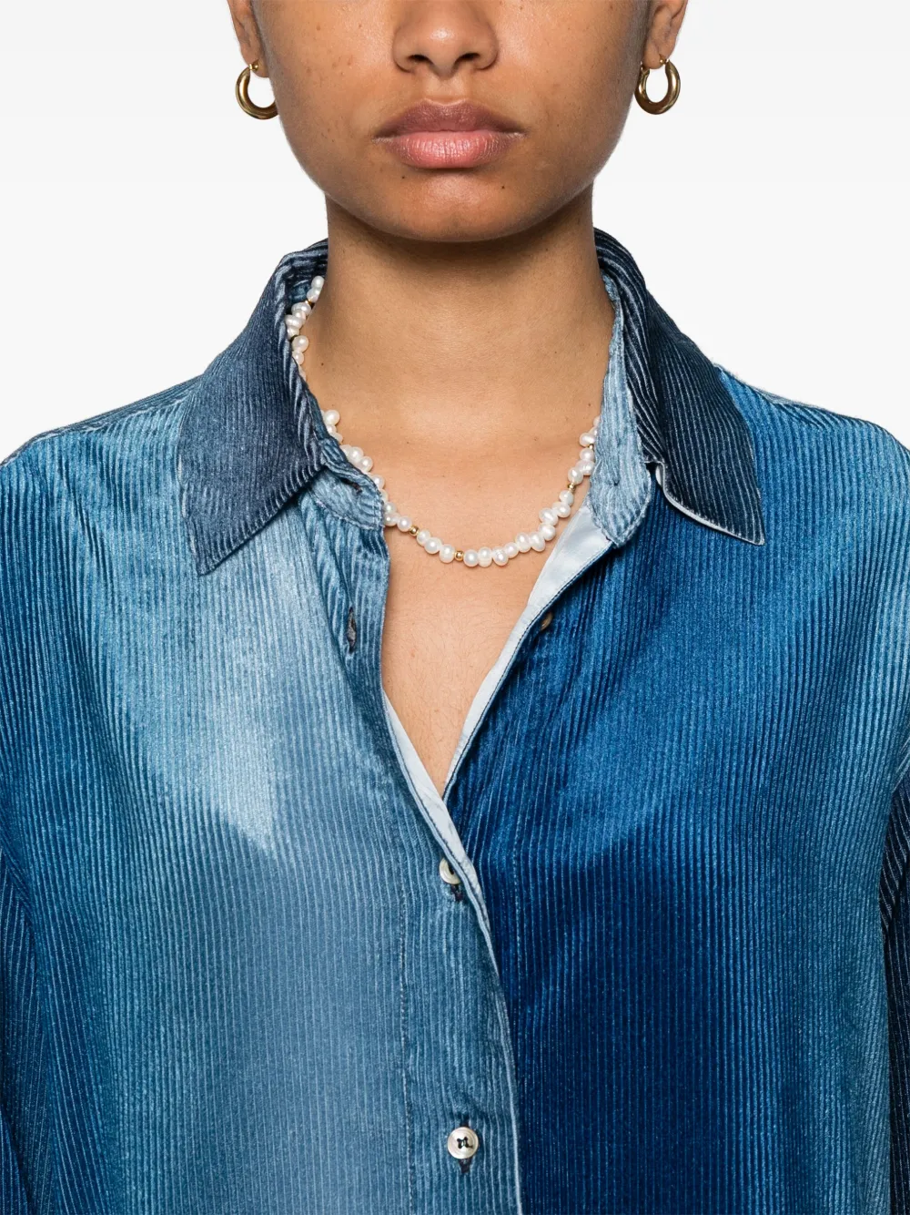 Shop Forte Forte Gradient Corduroy Shirt In 蓝色