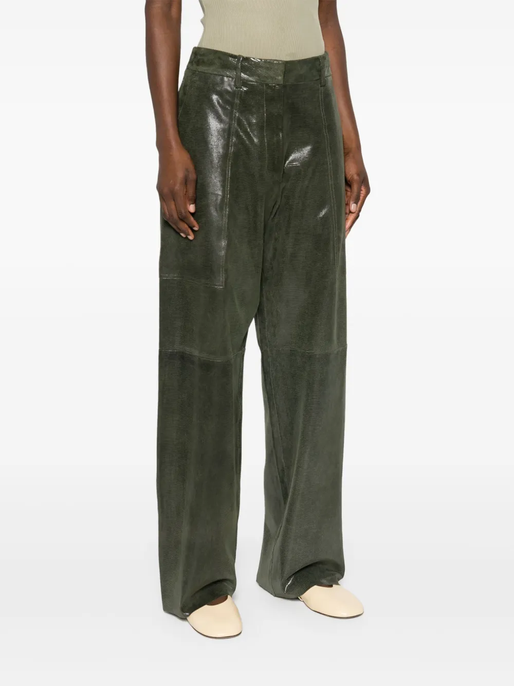 FORTE FORTE SUEDE STRAIGHT TROUSERS