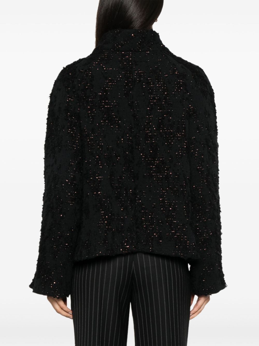 Shop Forte Forte Bouclé Tweed Jacket In Black