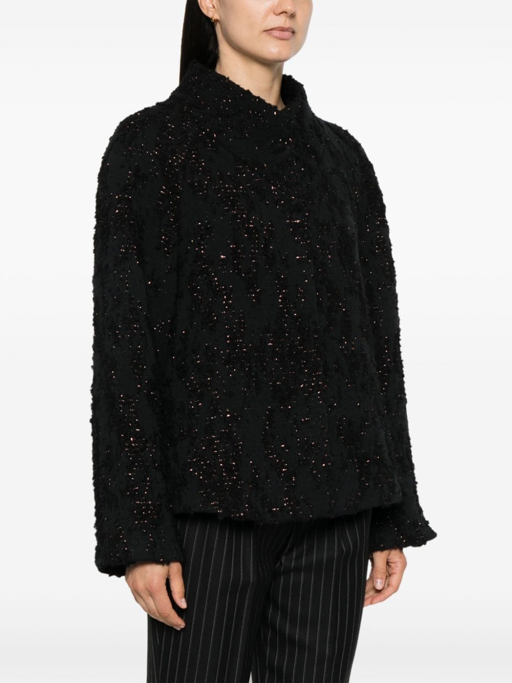 Shop Forte Forte Bouclé Tweed Jacket In Black