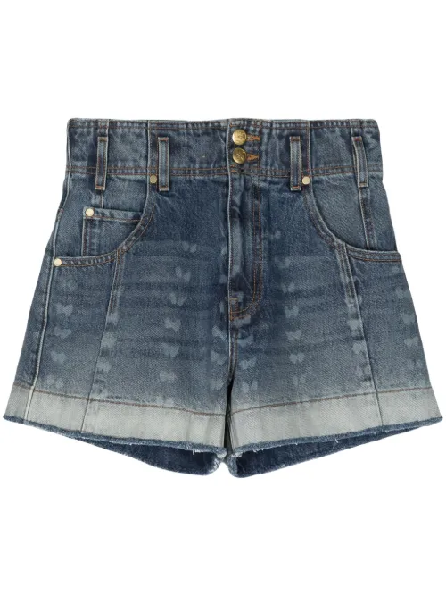 Butterfly-print denim shorts - Ulla Johnson - Modalova