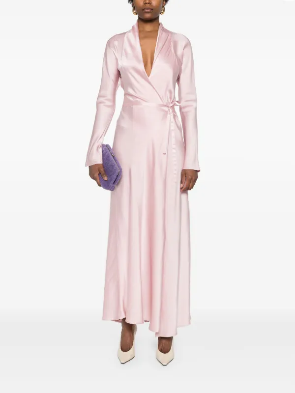 Forte Forte Silk Wrap Dress Pink FARFETCH