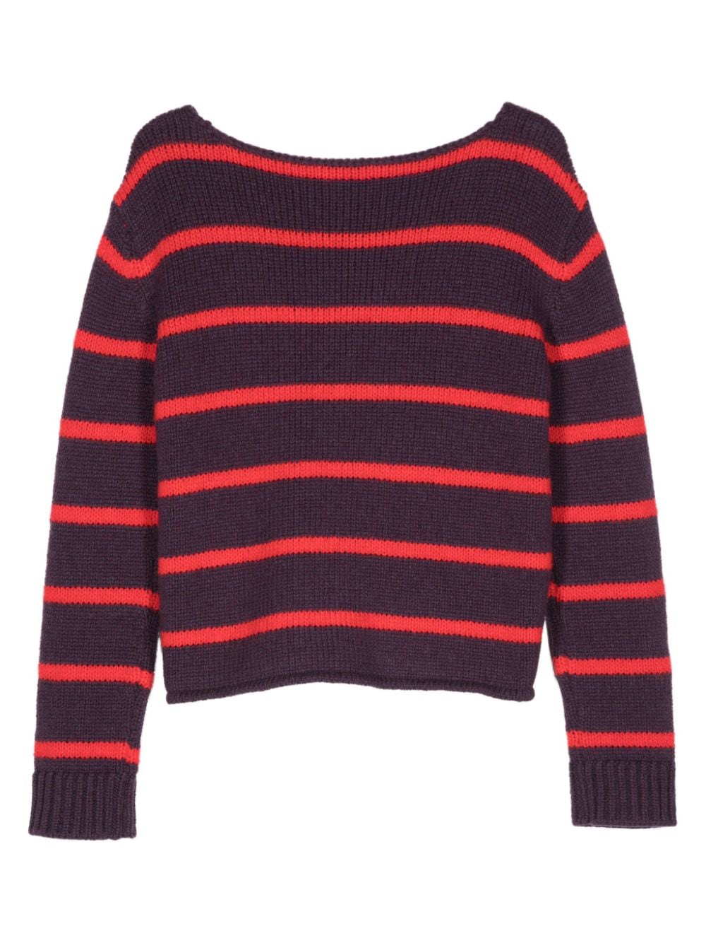 Shop Forte Forte Striped Virgin-wool Jumper In Purple