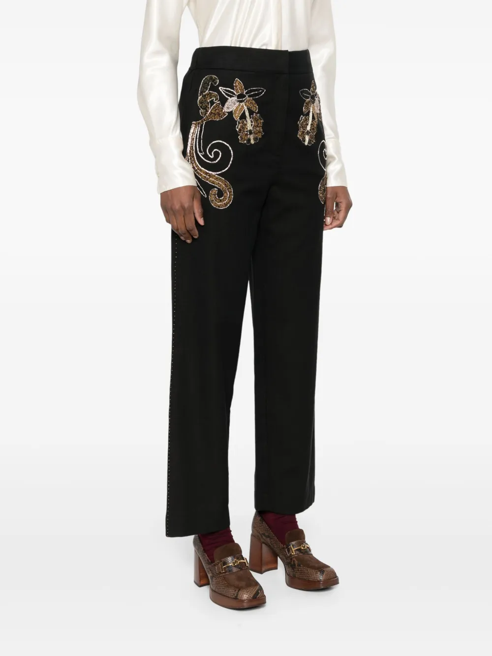 FORTE FORTE BEADED TAPERED TROUSERS