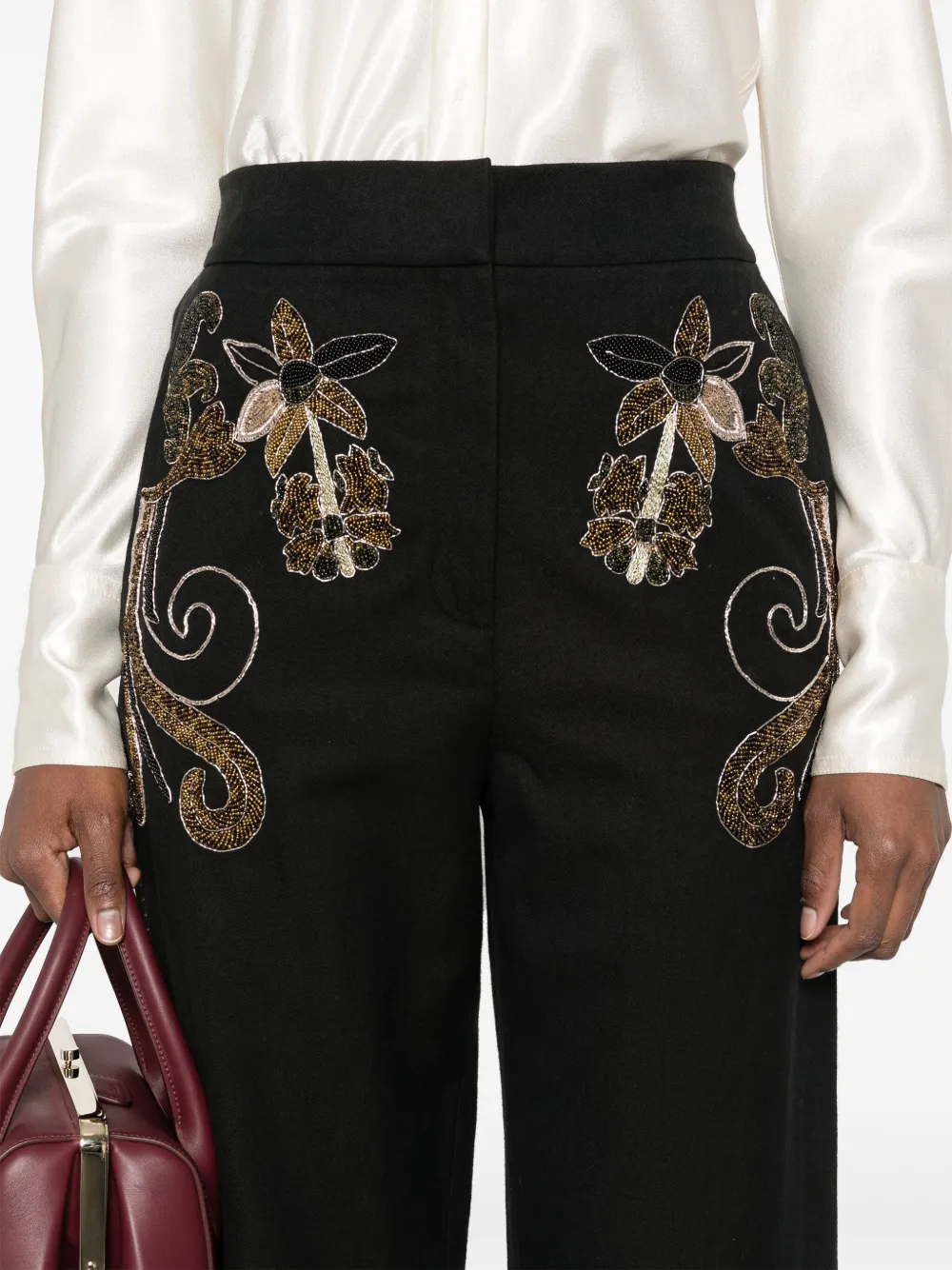 FORTE FORTE BEADED TAPERED TROUSERS