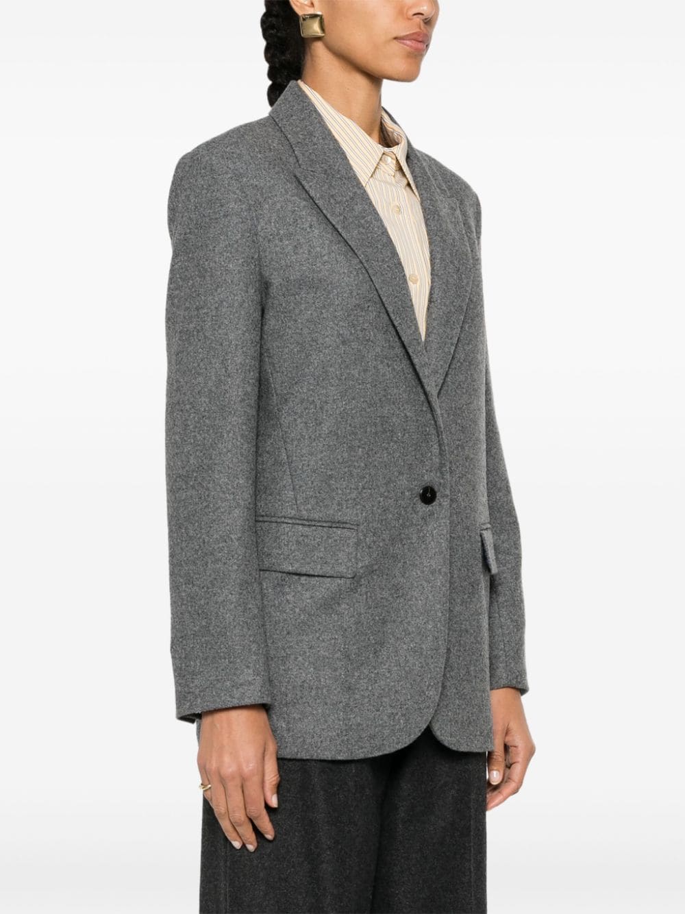 Shop Forte Forte Mélange Single-breasted Blazer In Grey