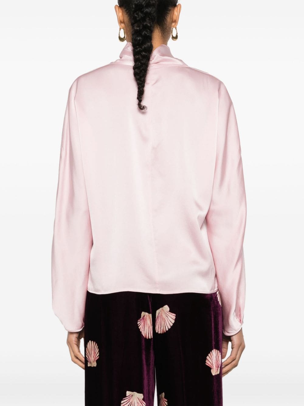 Shop Forte Forte Mock-neck Silk Blouse In Pink