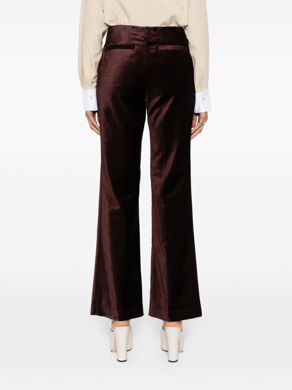 Shop Forte Forte Velvet Straight-leg Trousers In Brown