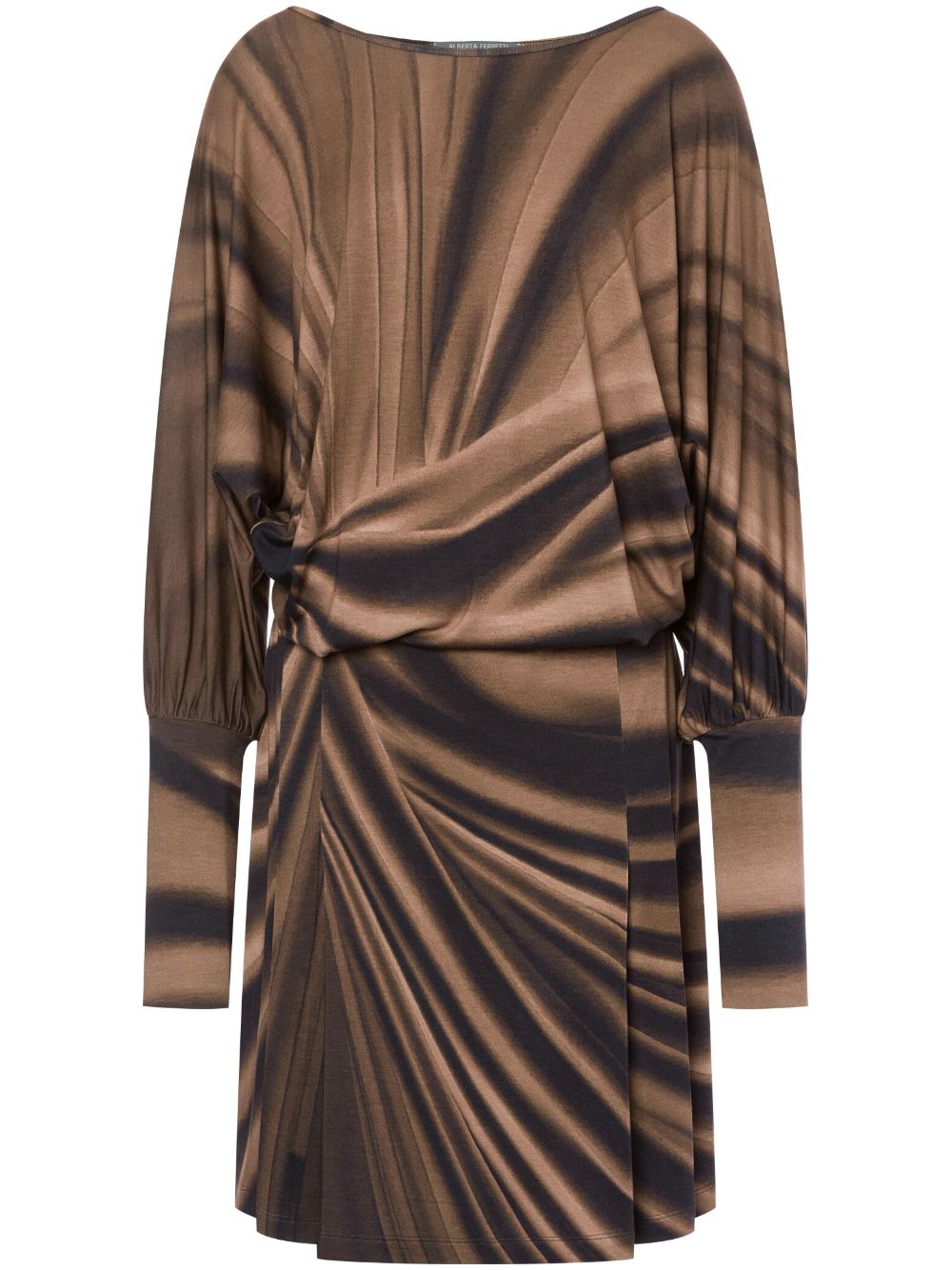 Alberta Ferretti ombré-print gathered dress - Brown