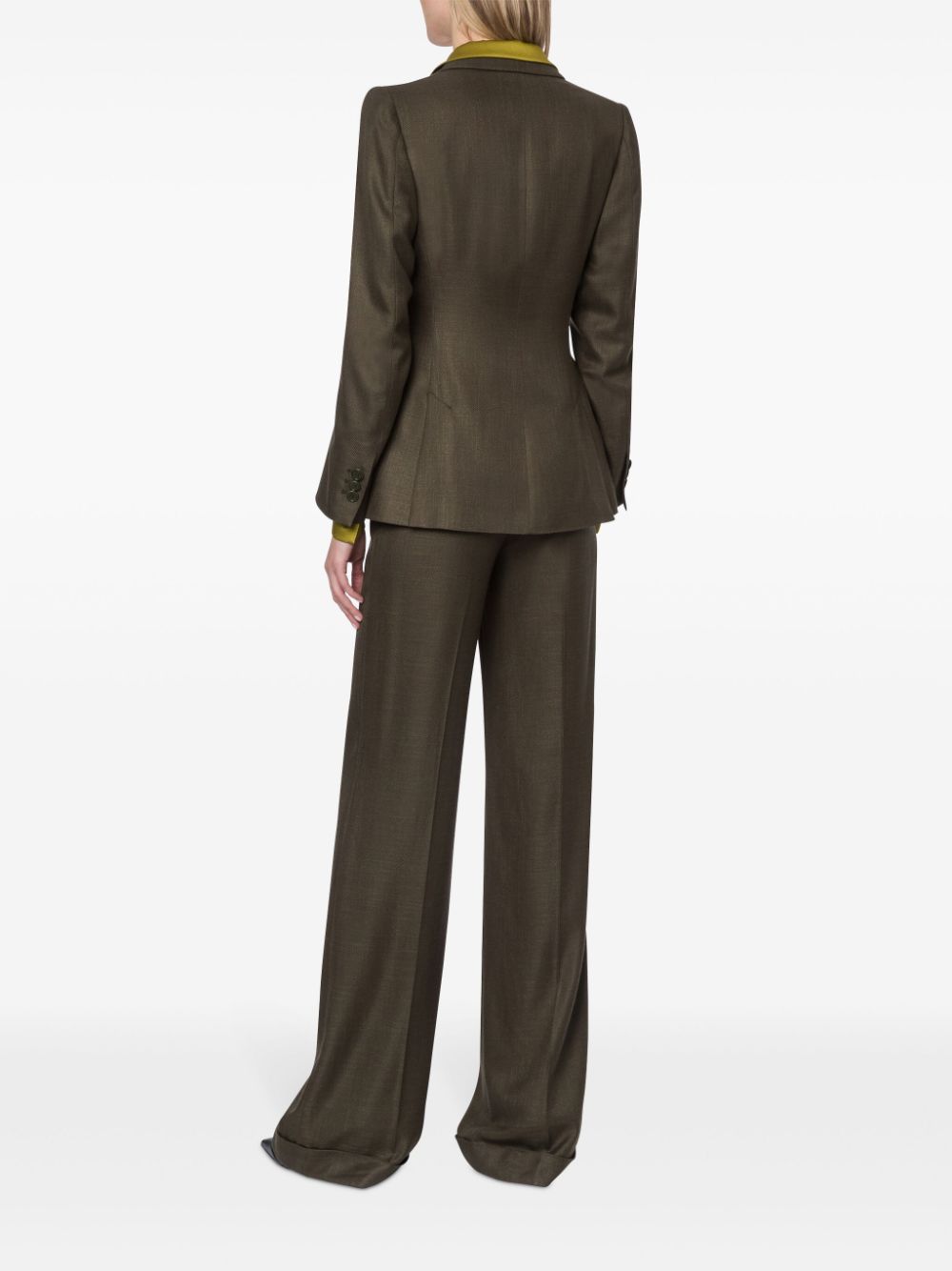 Shop Alberta Ferretti Peak-lapel Single-breasted Blazer In Green