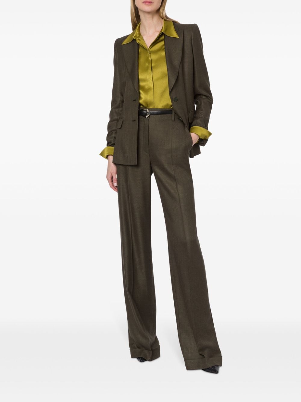 Shop Alberta Ferretti Peak-lapel Single-breasted Blazer In Green