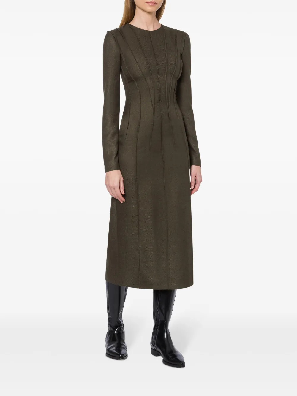 Alberta Ferretti Kokerjurk met afwerking - Groen