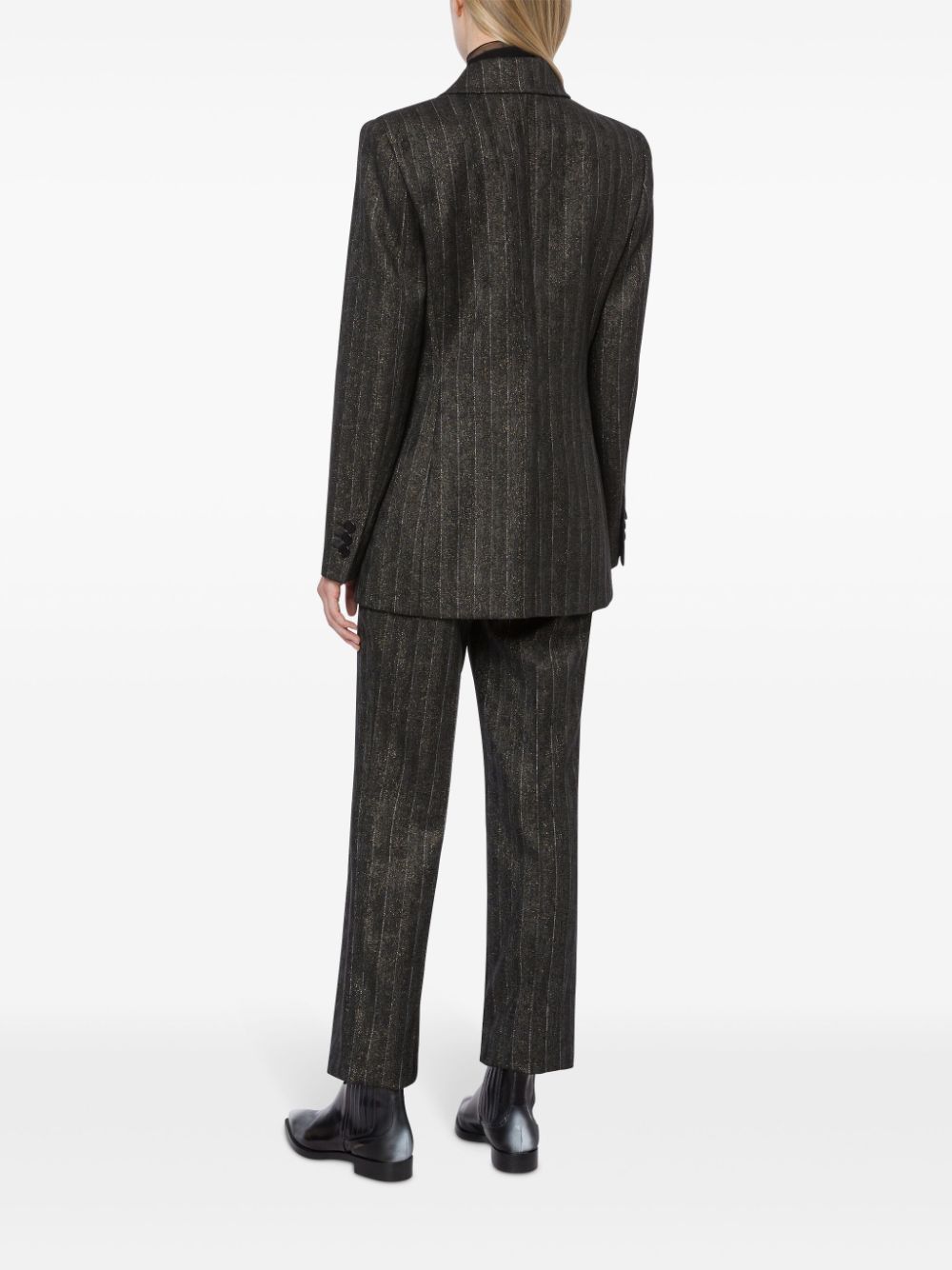 Shop Alberta Ferretti Striped Double-breasted Blazer In Grau