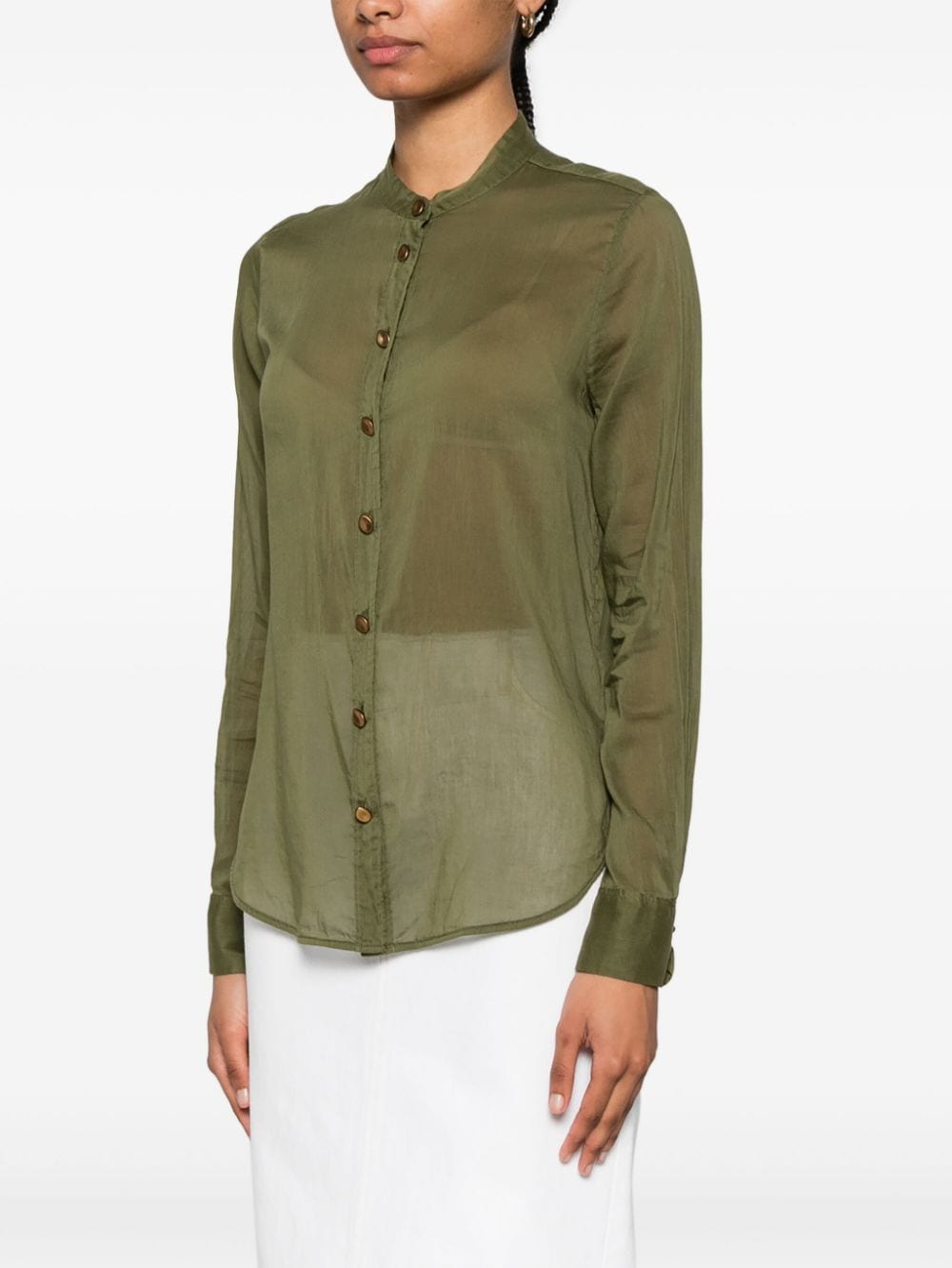 Shop Forte Forte Lightweight Semi-sheer Shirt In Green