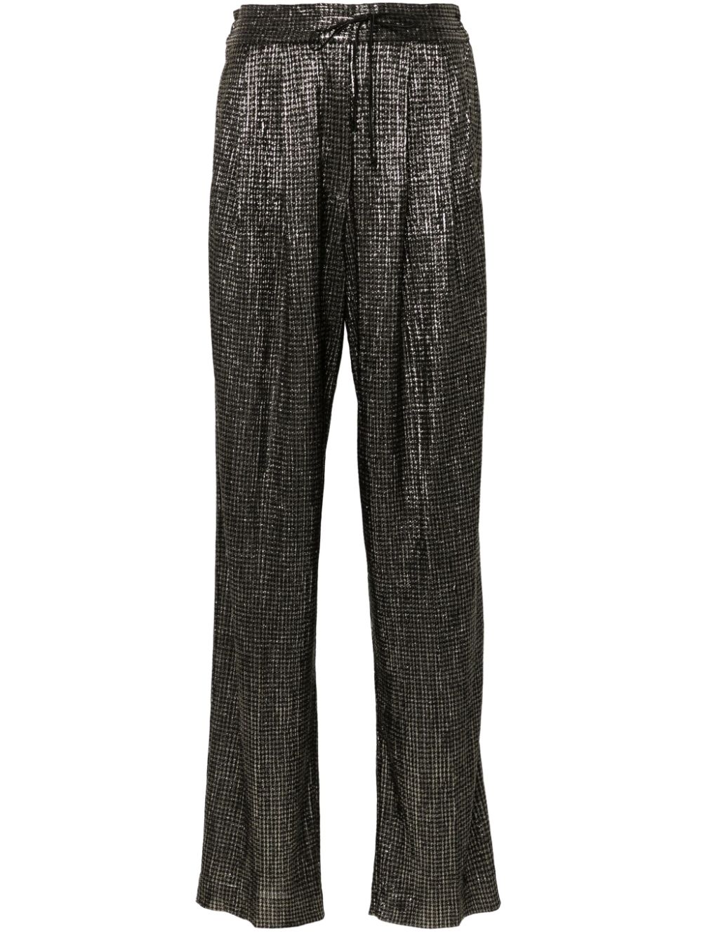 Forte Forte houndstooth metallic straight trousers - Black