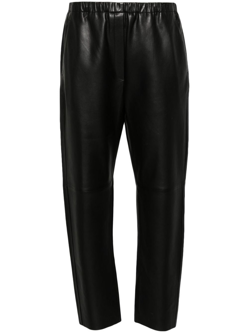 Forte Forte Leather Tapered Trousers In Black