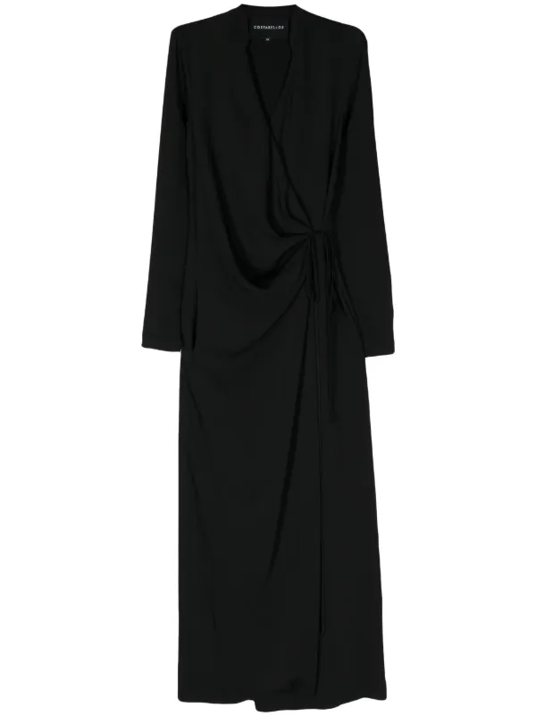 Costarellos Jenella Crepe Wrap Dress in Black