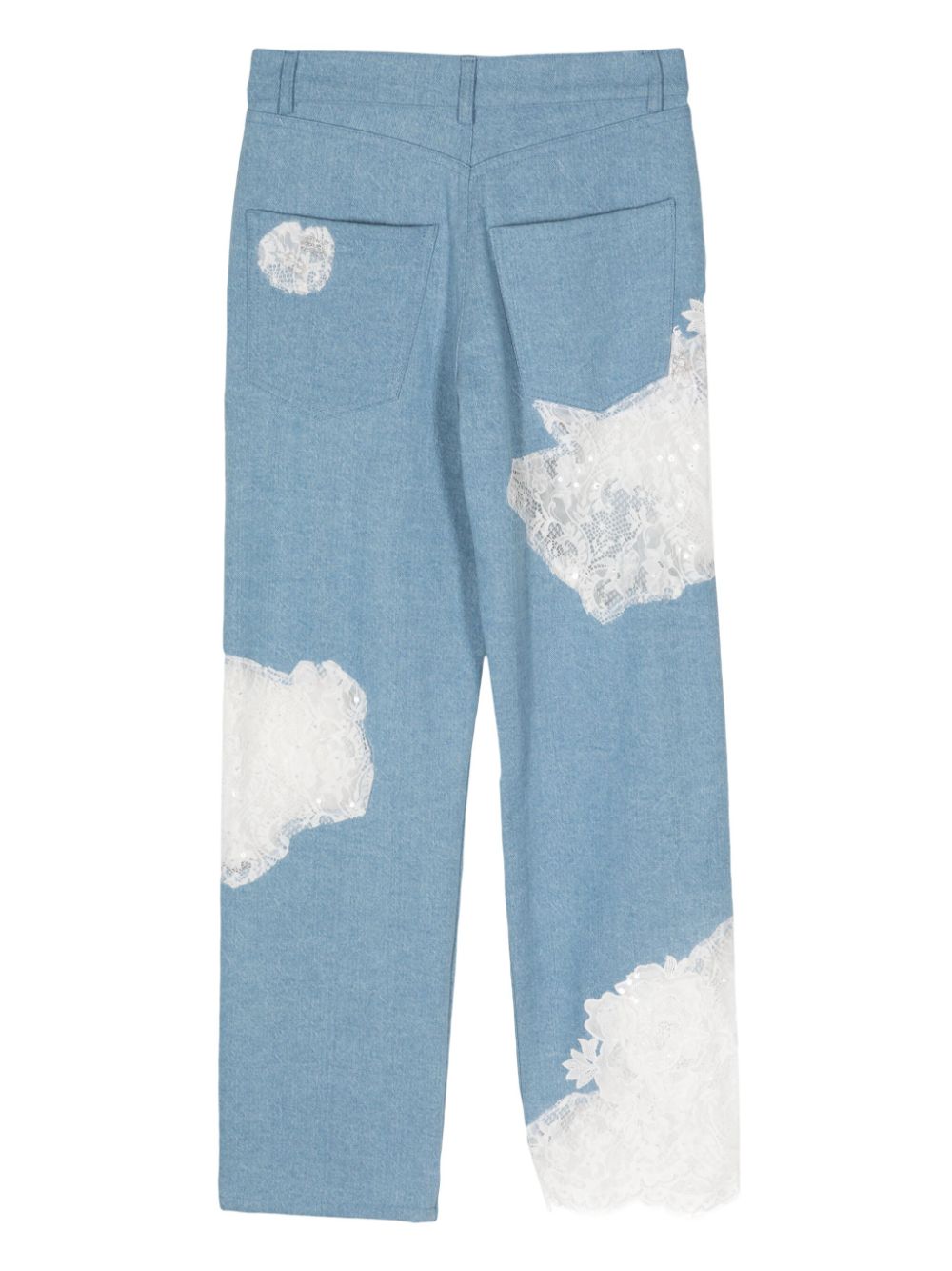 Collina Strada lace-appliqué straight-leg jeans Blauw