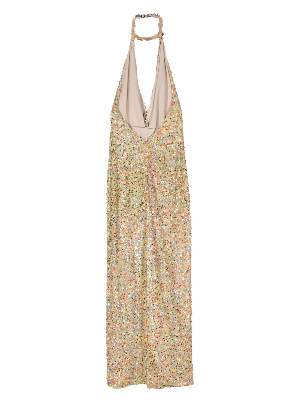 Costarellos Simona sequined halterneck gown - Goud