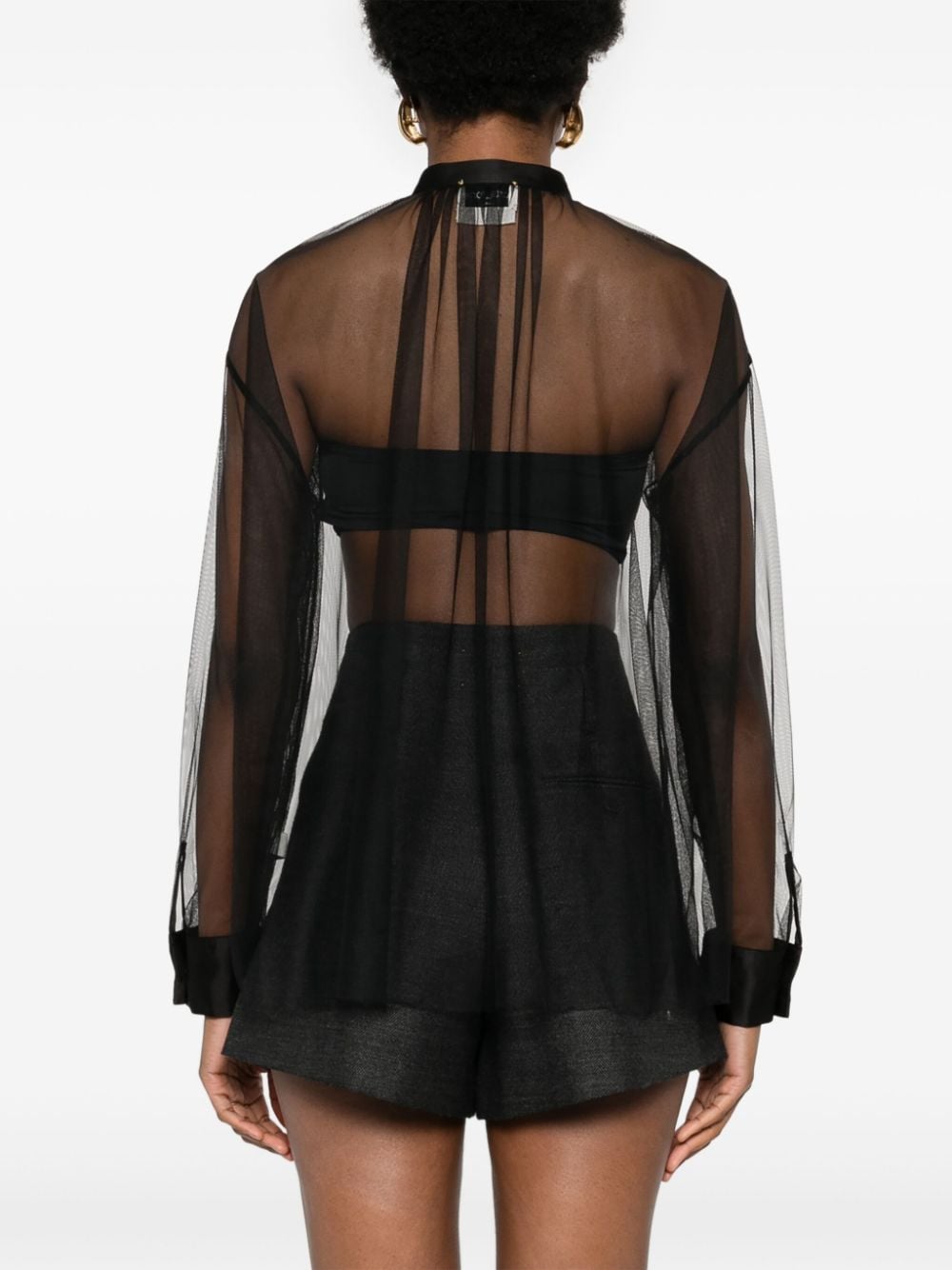 Shop Forte Forte Raw-cut Mesh Shirt In Black