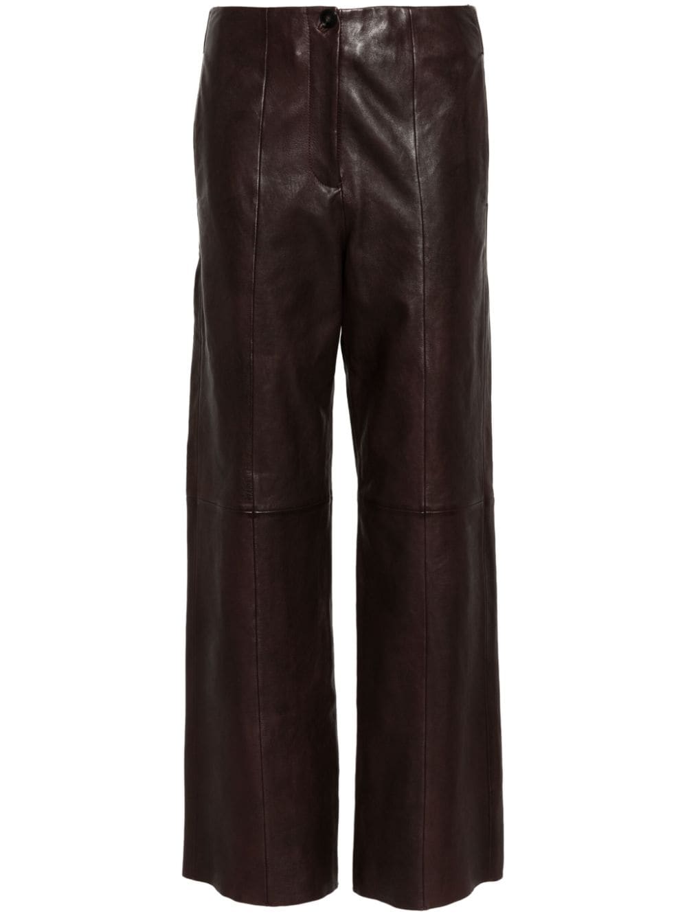 leather straight-leg trousers