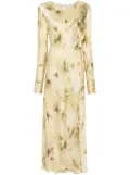 Forte Forte floral-print satin wrap dress - Yellow