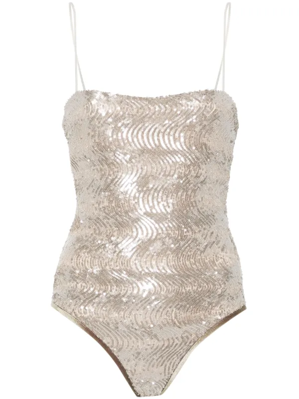 Forte Forte Sequinned Sleeveless Bodysuit | Silver | FARFETCH JO