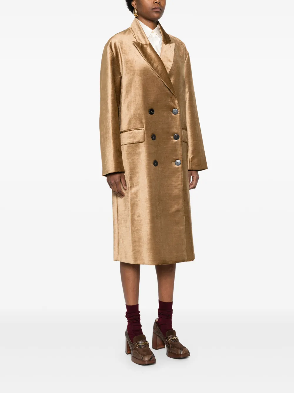 Forte Forte Double-breasted Coat In Gold