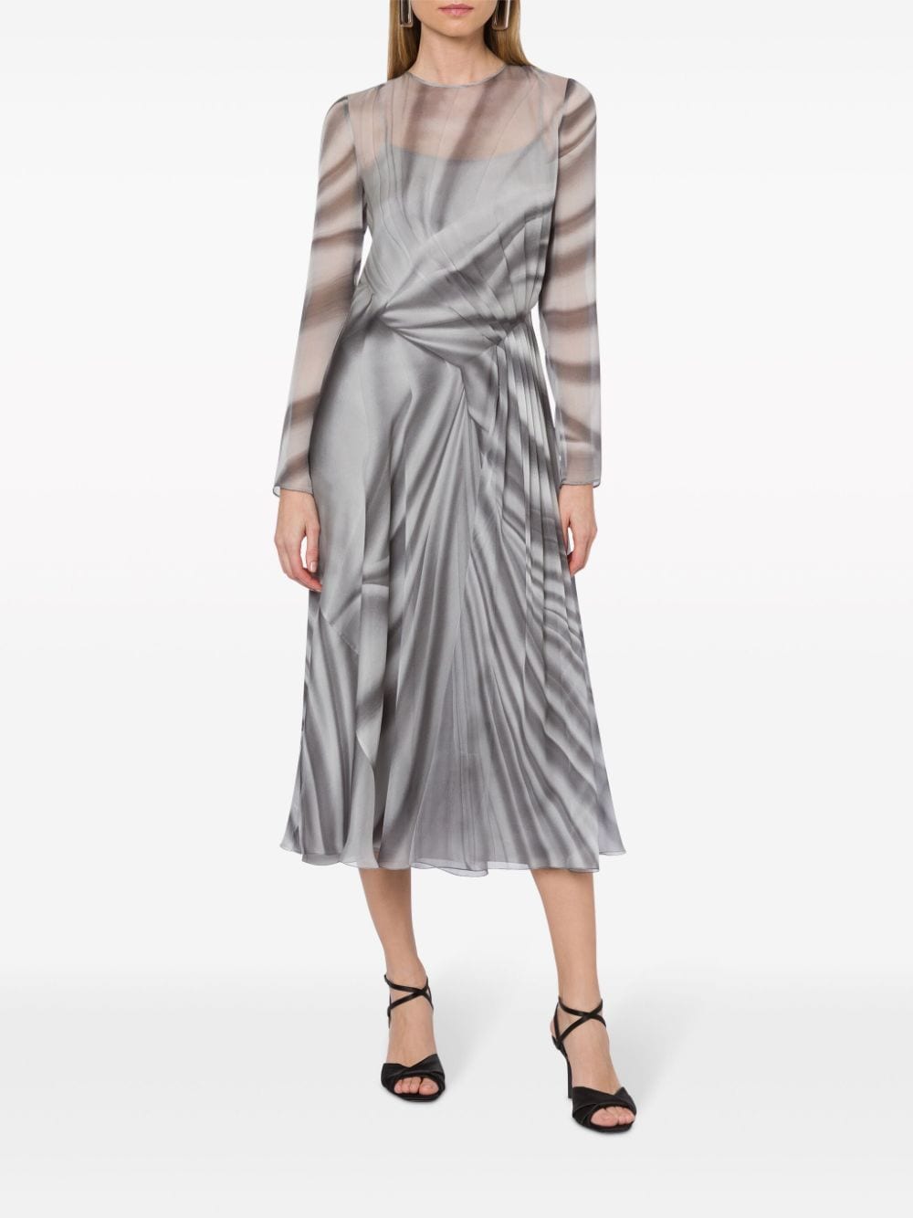 Alberta Ferretti Zijden maxi-jurk met abstract patroon - Grijs