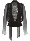 Alberta Ferretti crystal-embellished silk top - Black