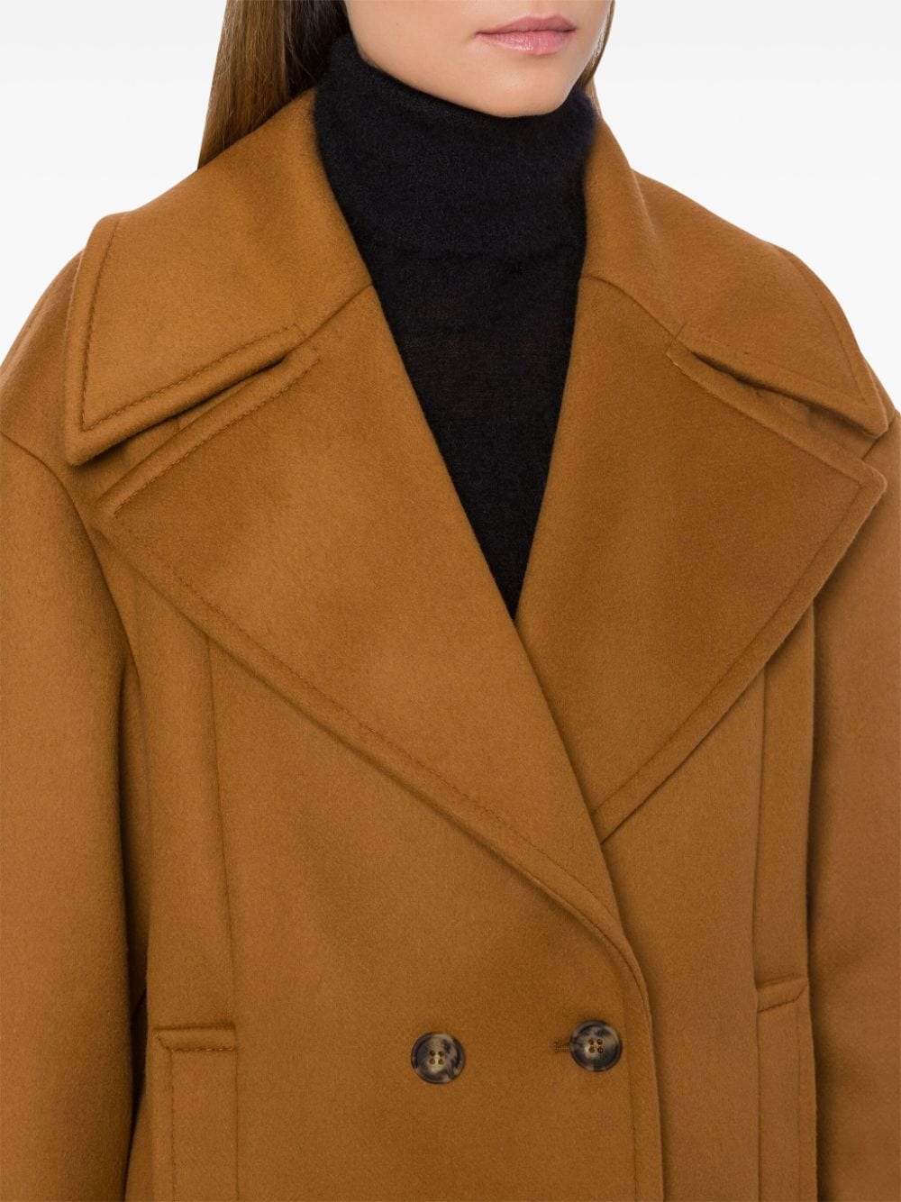 Shop Alberta Ferretti Double-breasted Felted Coat In Brown