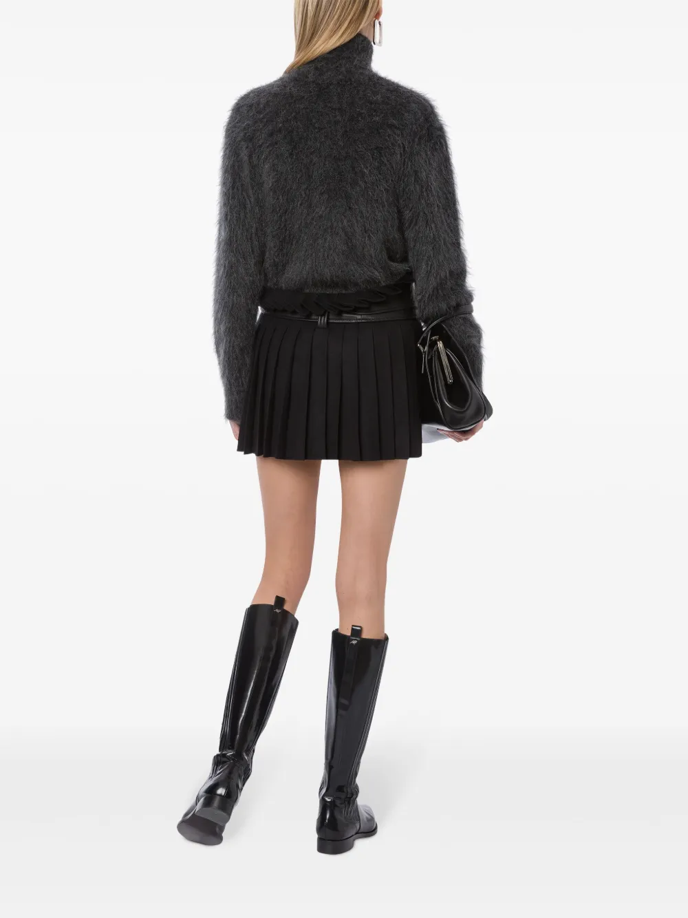 Alberta Ferretti Mini-plooirok met ceintuur Zwart