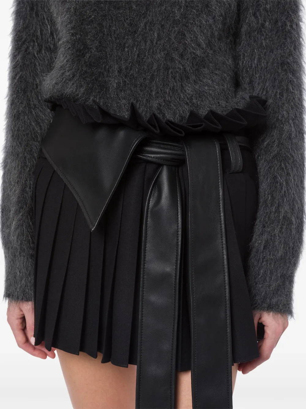 Alberta Ferretti Mini-plooirok met ceintuur Zwart